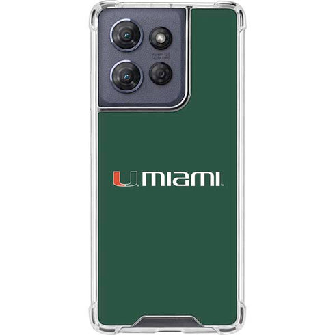 University of Miami Horizontal Mark on Green Moto G Play 5G (2025) Clear Case