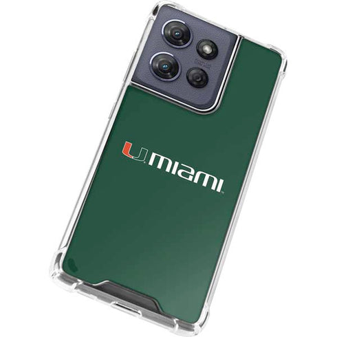 University of Miami Horizontal Mark on Green Moto G Play 5G (2025) Clear Case