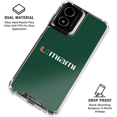 University of Miami Horizontal Mark on Green Moto G Power 5G (2024) Clear Case