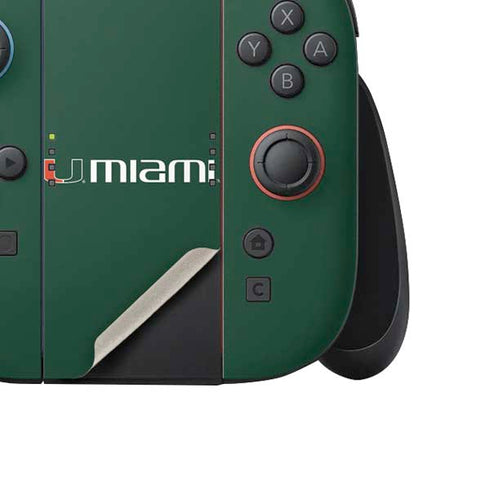 University of Miami Horizontal Mark on Green Nintendo Switch 2 (2025) Joy-Con Controller Skin