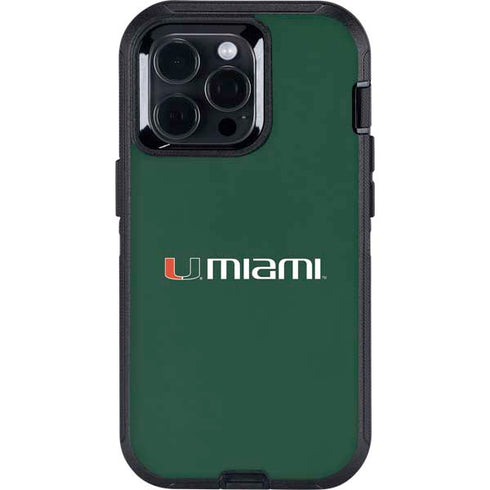 University of Miami Horizontal Mark on Green Otterbox Defender iPhone Skin