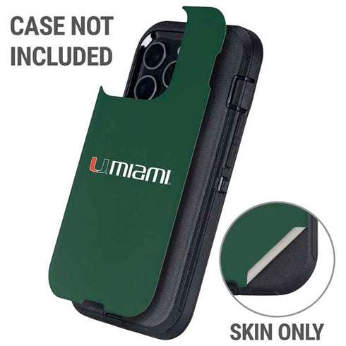 University of Miami Horizontal Mark on Green Otterbox Defender iPhone Skin