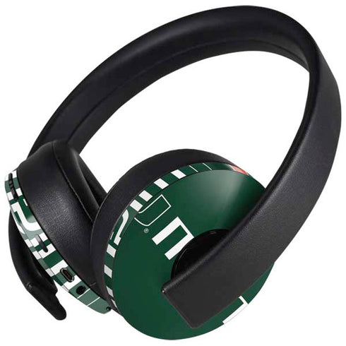 University of Miami Horizontal Mark on Green PlayStation 4 Gold Wireless Headset Skin