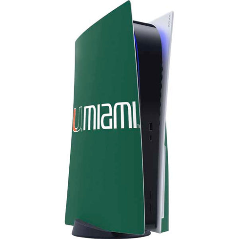University of Miami Horizontal Mark on Green PlayStation PS5 Skins
