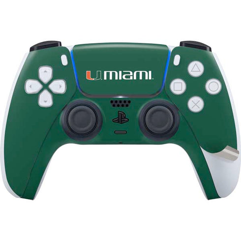 University of Miami Horizontal Mark on Green PS5 Pro Bundle Skin