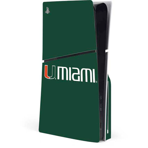 University of Miami Horizontal Mark on Green PlayStation PS5 Skins