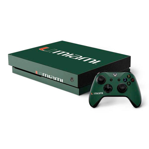 University of Miami Horizontal Mark on Green Xbox One Skins
