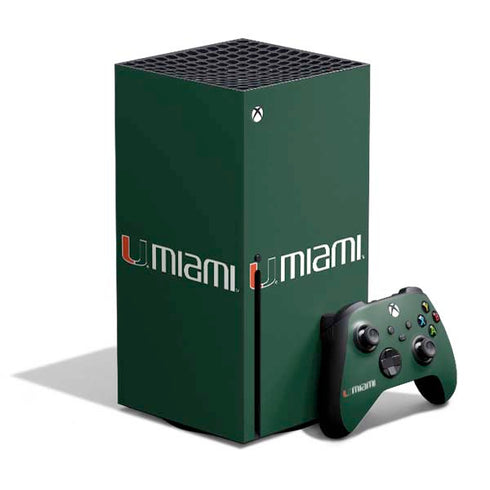 University of Miami Horizontal Mark on Green Xbox Series X Skins