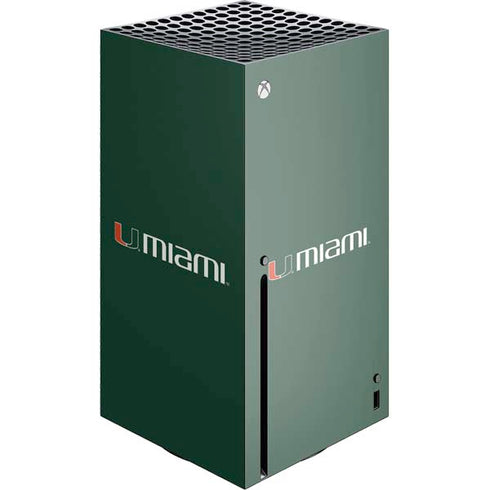 University of Miami Horizontal Mark on Green Xbox Series X Skins