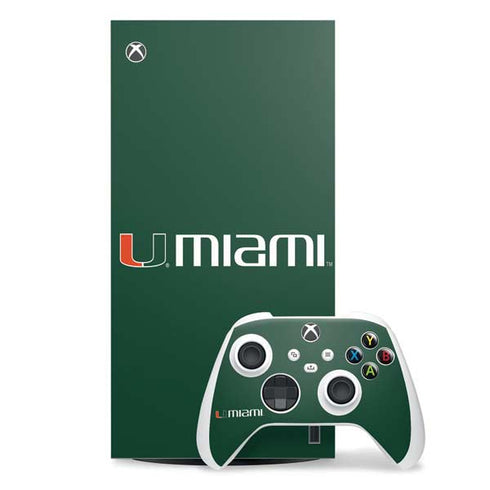 University of Miami Horizontal Mark on Green Xbox Series X Skins