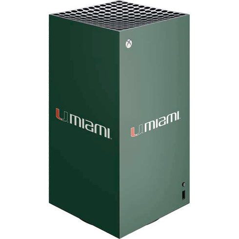 University of Miami Horizontal Mark on Green XBox Series X Digital Edition Console Skin
