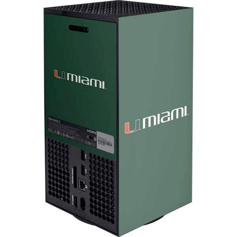 University of Miami Horizontal Mark on Green XBox Series X Digital Edition Console Skin