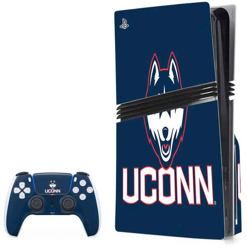 University of Connecticut UConn Logo PS5 Pro Disk Bundle Skin