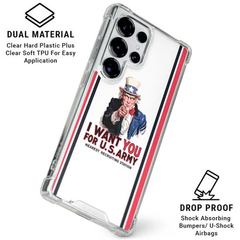 Uncle Sam Vintage War Poster Galaxy S25 Ultra Clear Case