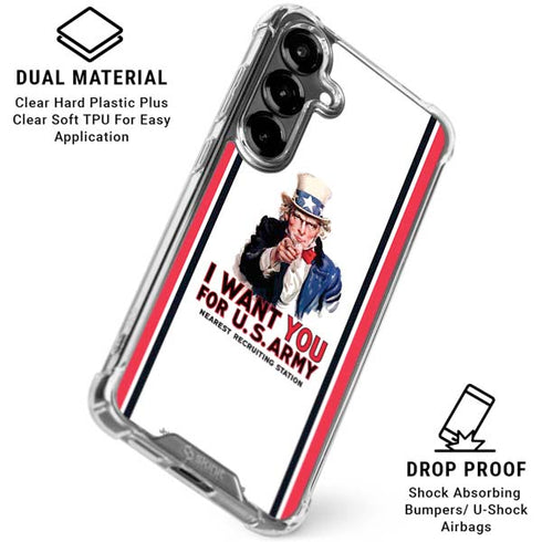 Uncle Sam Vintage War Poster Galaxy S26 Plus Clear Case