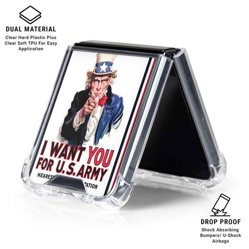 Uncle Sam Vintage War Poster Galaxy Z Flip6 Clear Case