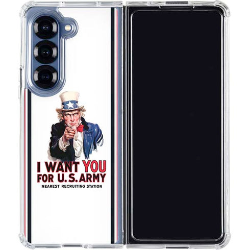 Uncle Sam Vintage War Poster Galaxy Z Fold6 Clear Case