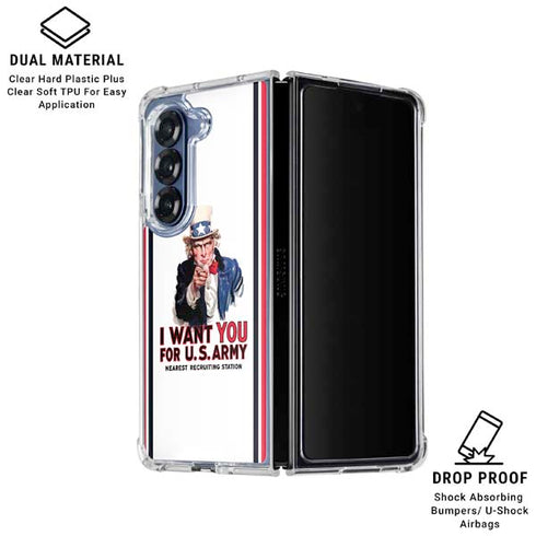 Uncle Sam Vintage War Poster Galaxy Z Fold6 Clear Case