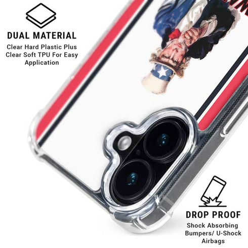 Uncle Sam Vintage War Poster iPhone 16 Plus Clear Case