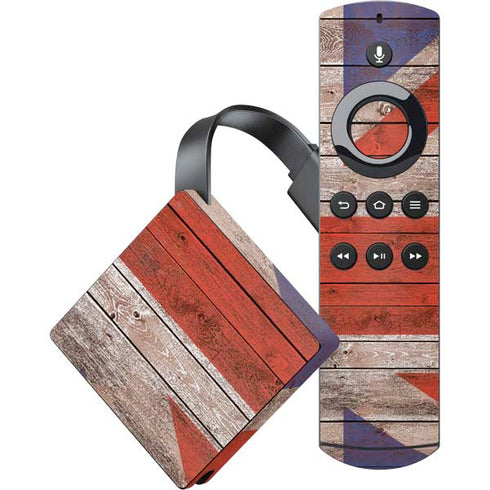 United Kingdom Flag Dark Wood Amazon Fire TV Skin