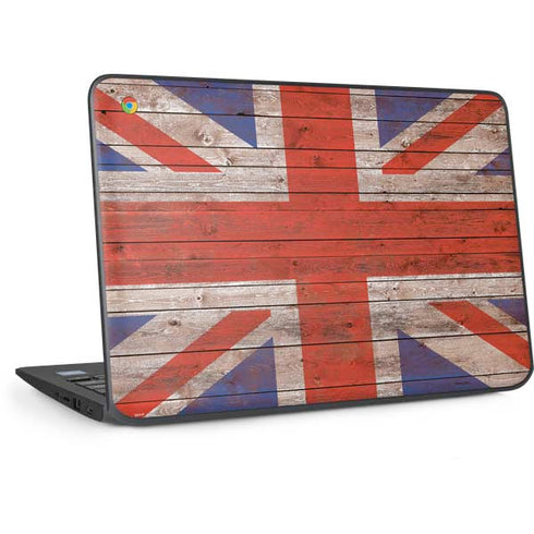 United Kingdom Flag Dark Wood HP Chromebook Skin