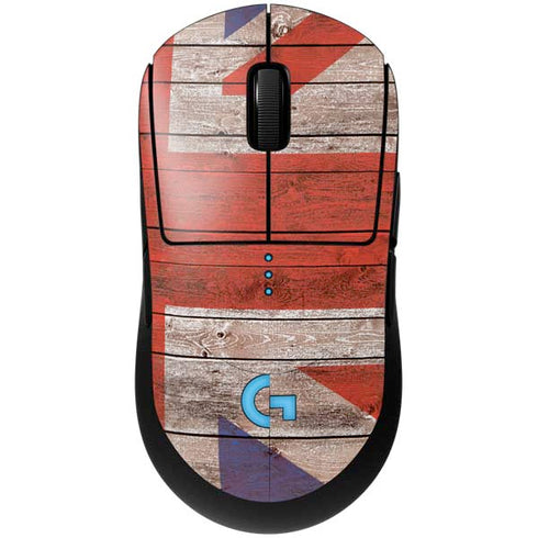 United Kingdom Flag Dark Wood G Pro Wireless Gaming Mouse Skin
