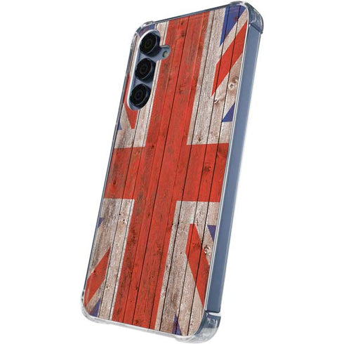 United Kingdom Flag Dark Wood Galaxy A35 5G Clear Case