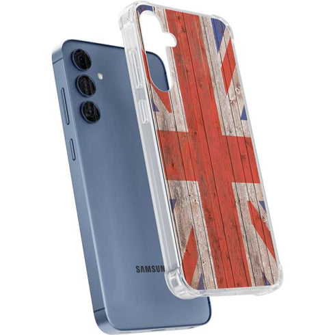 United Kingdom Flag Dark Wood Galaxy A35 5G Clear Case