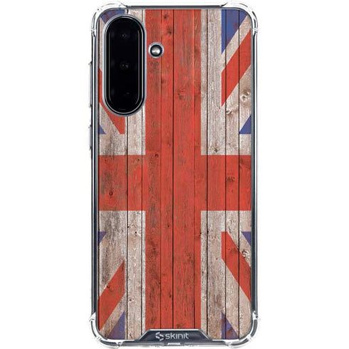 United Kingdom Flag Dark Wood Galaxy A36 5G Clear Case