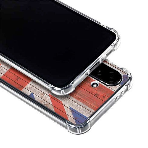 United Kingdom Flag Dark Wood Galaxy A36 5G Clear Case
