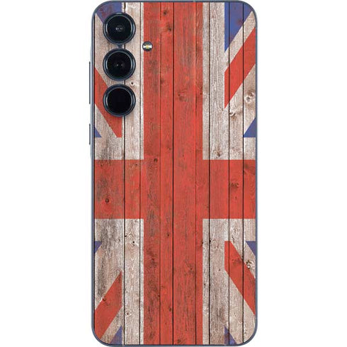 United Kingdom Flag Dark Wood Galaxy A55 5G Skin