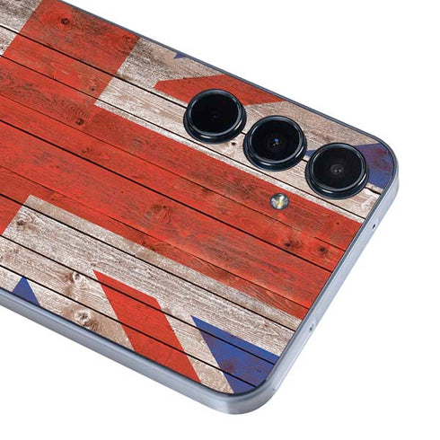United Kingdom Flag Dark Wood Galaxy A55 5G Skin