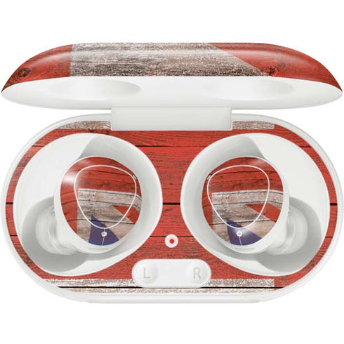 United Kingdom Flag Dark Wood Galaxy Buds Plus Skin