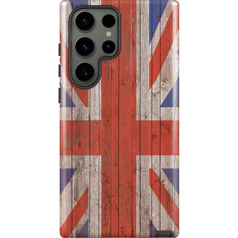 United Kingdom Flag Dark Wood Galaxy S23 Ultra Pro Case