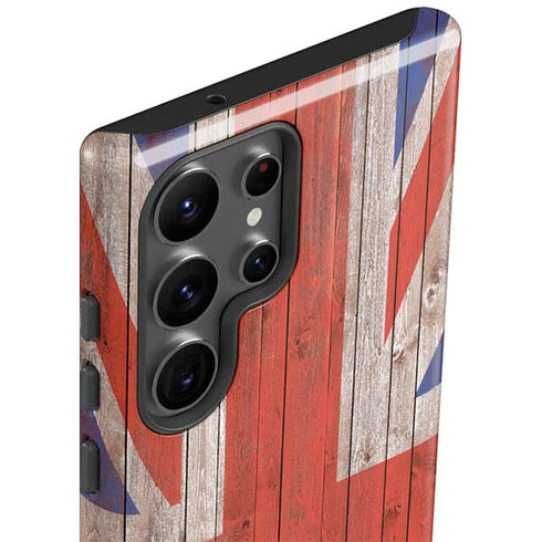 United Kingdom Flag Dark Wood Galaxy S23 Ultra Pro Case