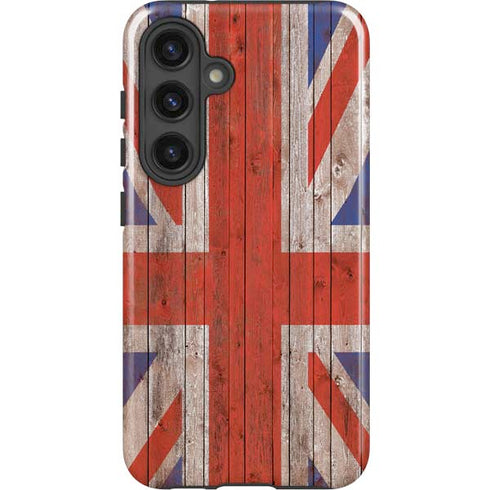 United Kingdom Flag Dark Wood Galaxy S25 Plus Impact Case