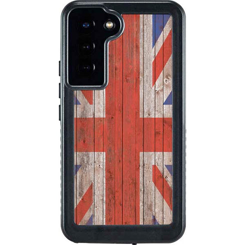 United Kingdom Flag Dark Wood Galaxy S24 Plus Waterproof Case