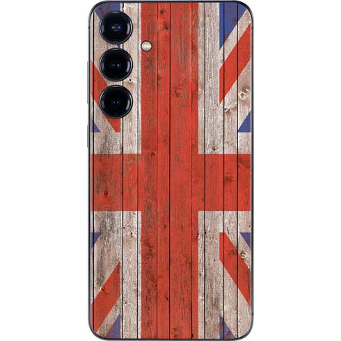 United Kingdom Flag Dark Wood Galaxy S25 Skin