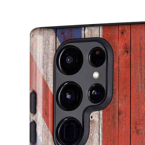 United Kingdom Flag Dark Wood Galaxy S25 Ultra Impact Case