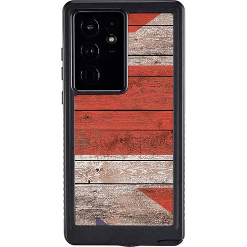 United Kingdom Flag Dark Wood Galaxy S24 Ultra Waterproof Case