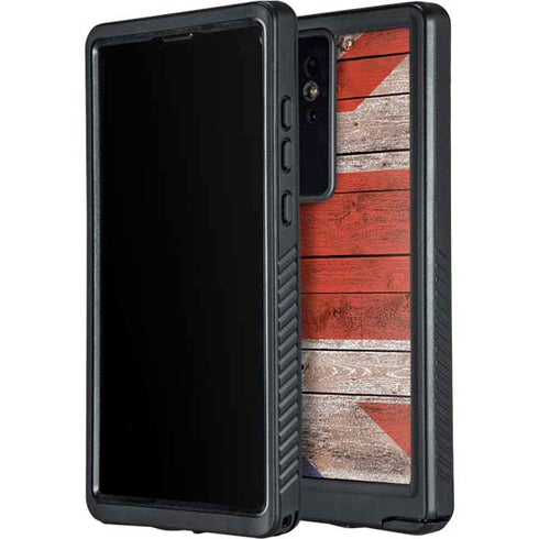 United Kingdom Flag Dark Wood Galaxy S24 Ultra Waterproof Case