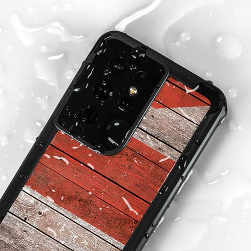 United Kingdom Flag Dark Wood Galaxy S24 Ultra Waterproof Case
