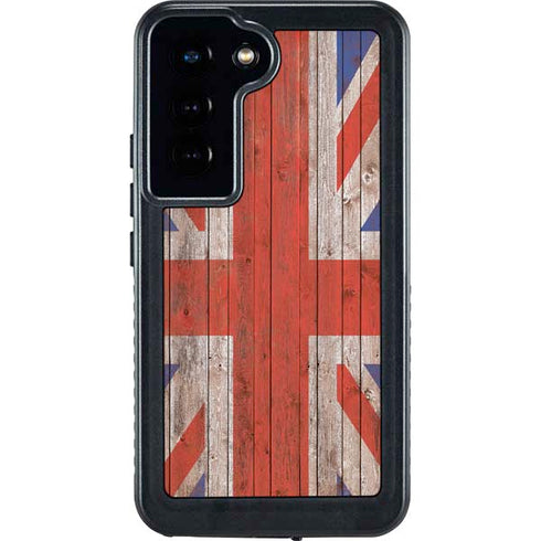 United Kingdom Flag Dark Wood Galaxy S24 Waterproof Case