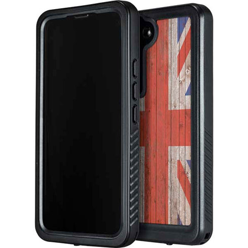 United Kingdom Flag Dark Wood Galaxy S24 Waterproof Case