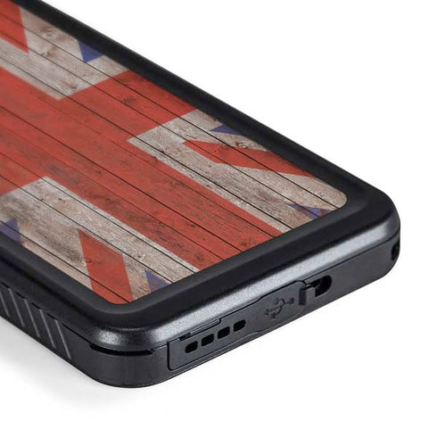 United Kingdom Flag Dark Wood Galaxy S24 Waterproof Case