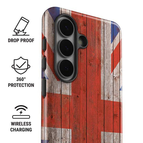 United Kingdom Flag Dark Wood Galaxy S26 Impact Case
