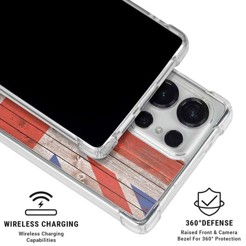 United Kingdom Flag Dark Wood Galaxy S26 Ultra Clear Case
