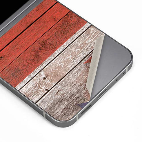 United Kingdom Flag Dark Wood Galaxy Z Flip6 Skin
