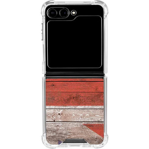 United Kingdom Flag Dark Wood Galaxy Z Flip6 Clear Case