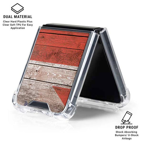 United Kingdom Flag Dark Wood Galaxy Z Flip6 Clear Case